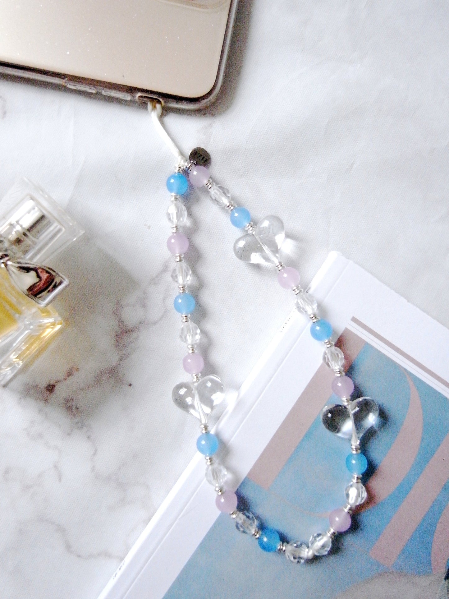 Crystal Heart Wristlet Phone Strap Charm