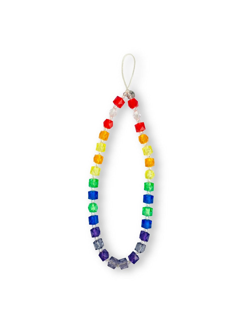 Rainbow Shimmer Wristlet Phone Strap Charm