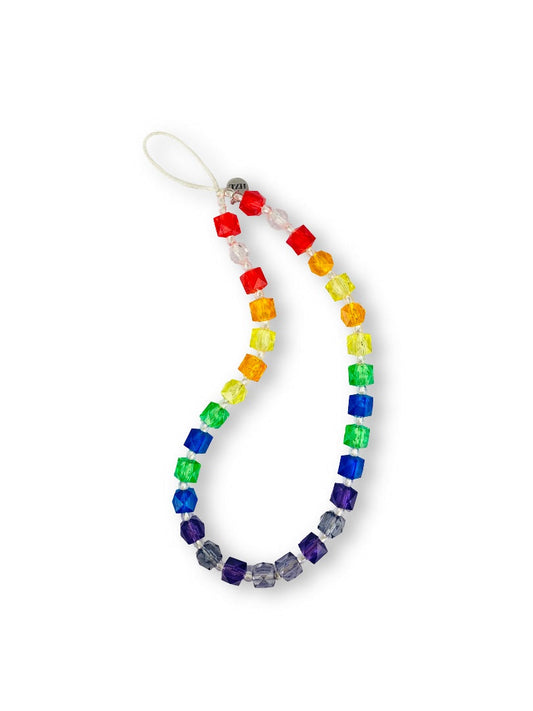 Rainbow Shimmer Wristlet Phone Strap Charm