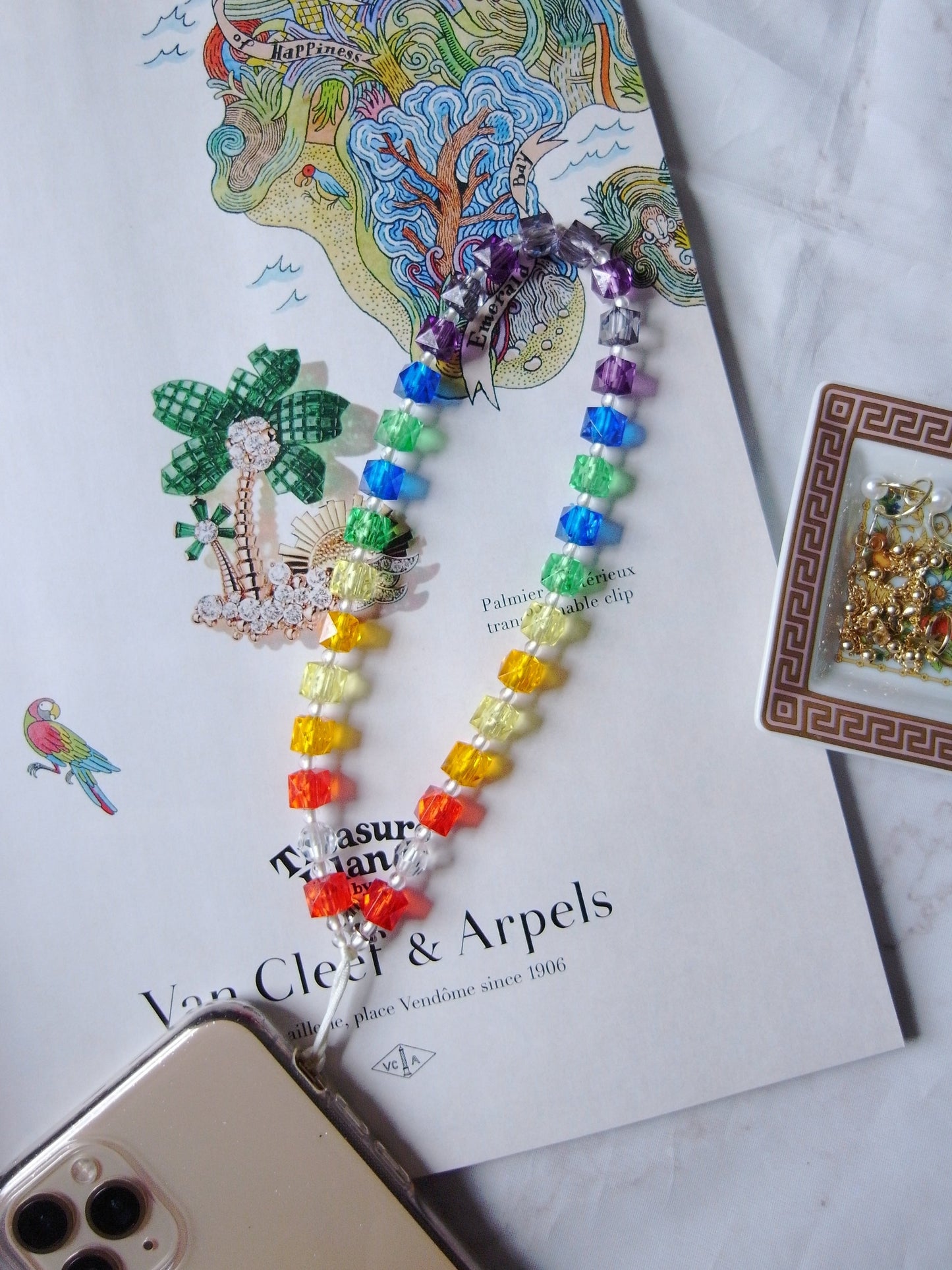 Rainbow Shimmer Wristlet Phone Strap Charm
